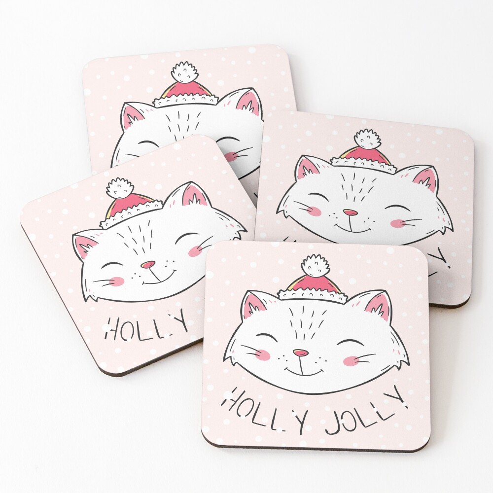 Christmas Kitten Coasters (Set of 4)