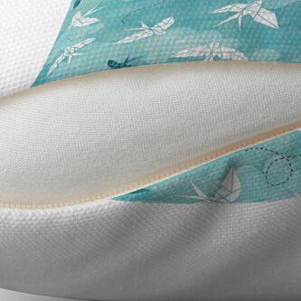 Alternate view of Origami Swallow in turquoise Floor Pillow