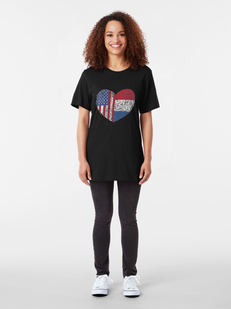 Alternative Ansicht von USA Netherlands Heart - Dual Citizenship Slim Fit T-Shirt