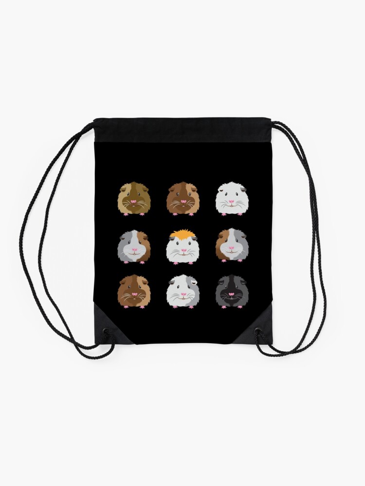 Alternate view of Nine Guinea pigs faces (Super cute!) Drawstring Bag