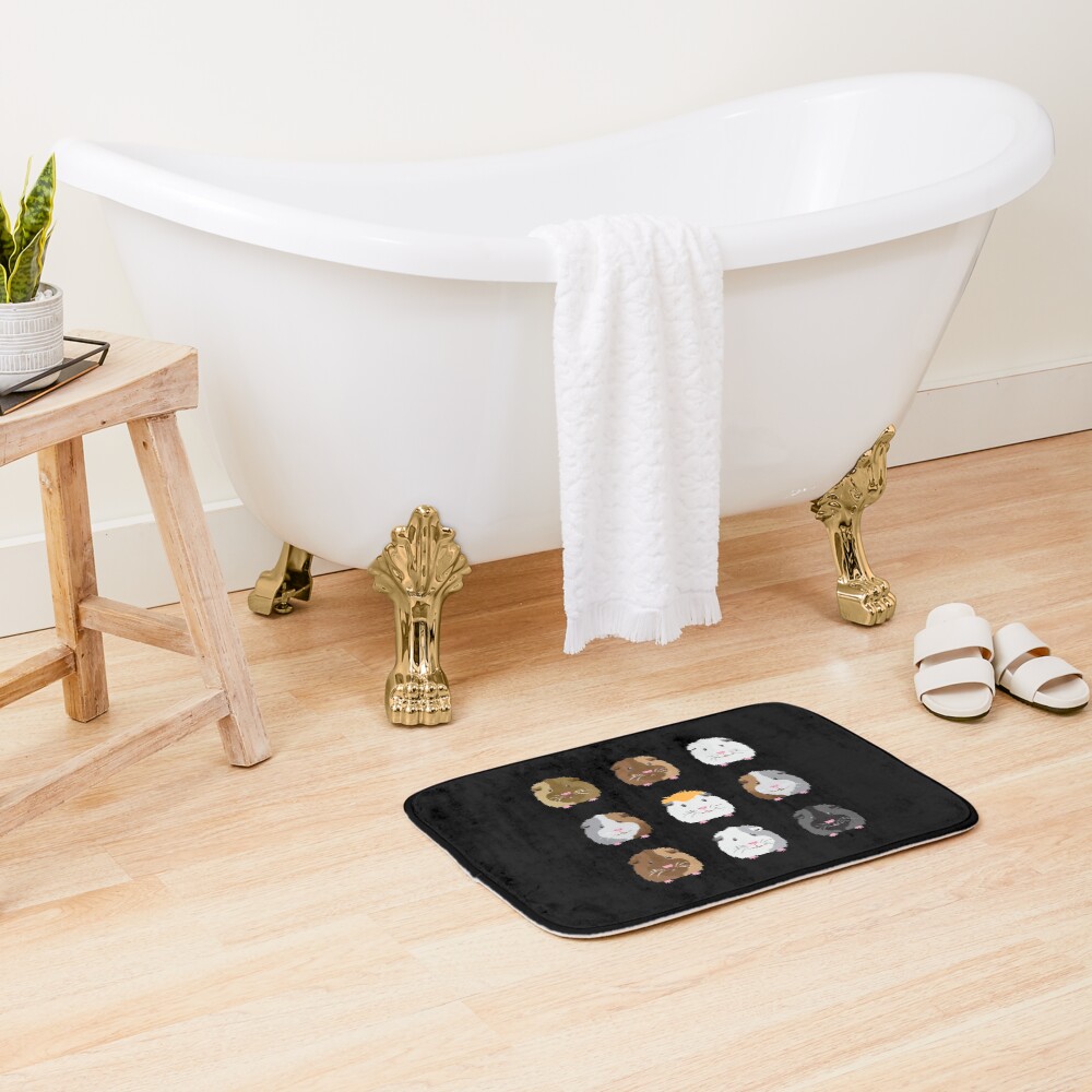 Nine Guinea pigs faces (Super cute!) Bath Mat