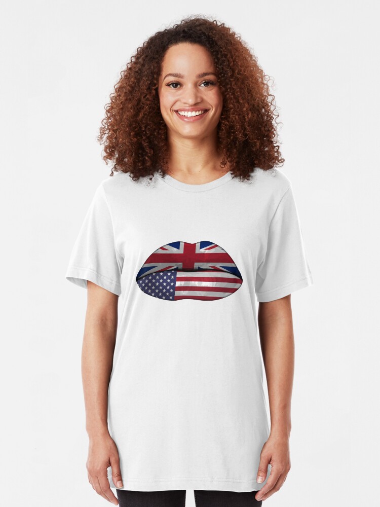 Alternative Ansicht von UK USA Flag Lips - Dual Citizenship Slim Fit T-Shirt