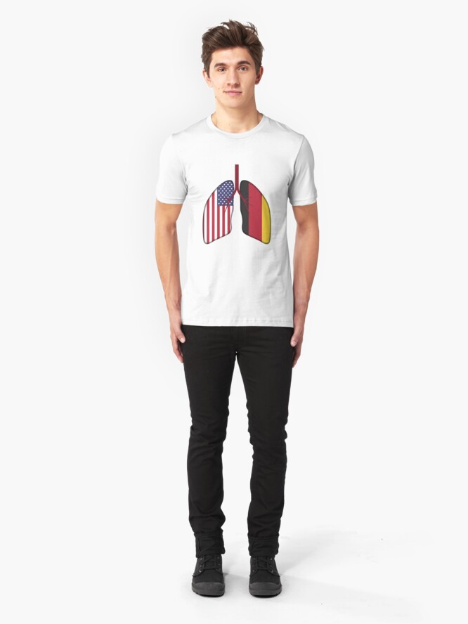 Alternative Ansicht von Germany USA Flag Lungs - Dual Citizenship Slim Fit T-Shirt