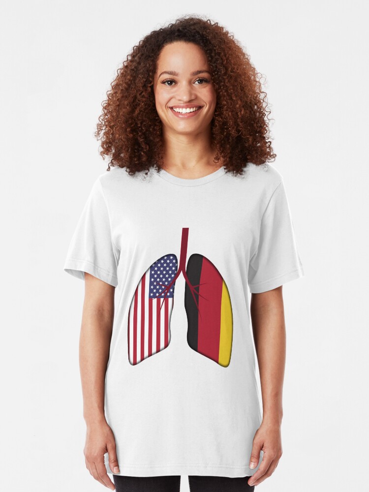 Alternative Ansicht von Germany USA Flag Lungs - Dual Citizenship Slim Fit T-Shirt