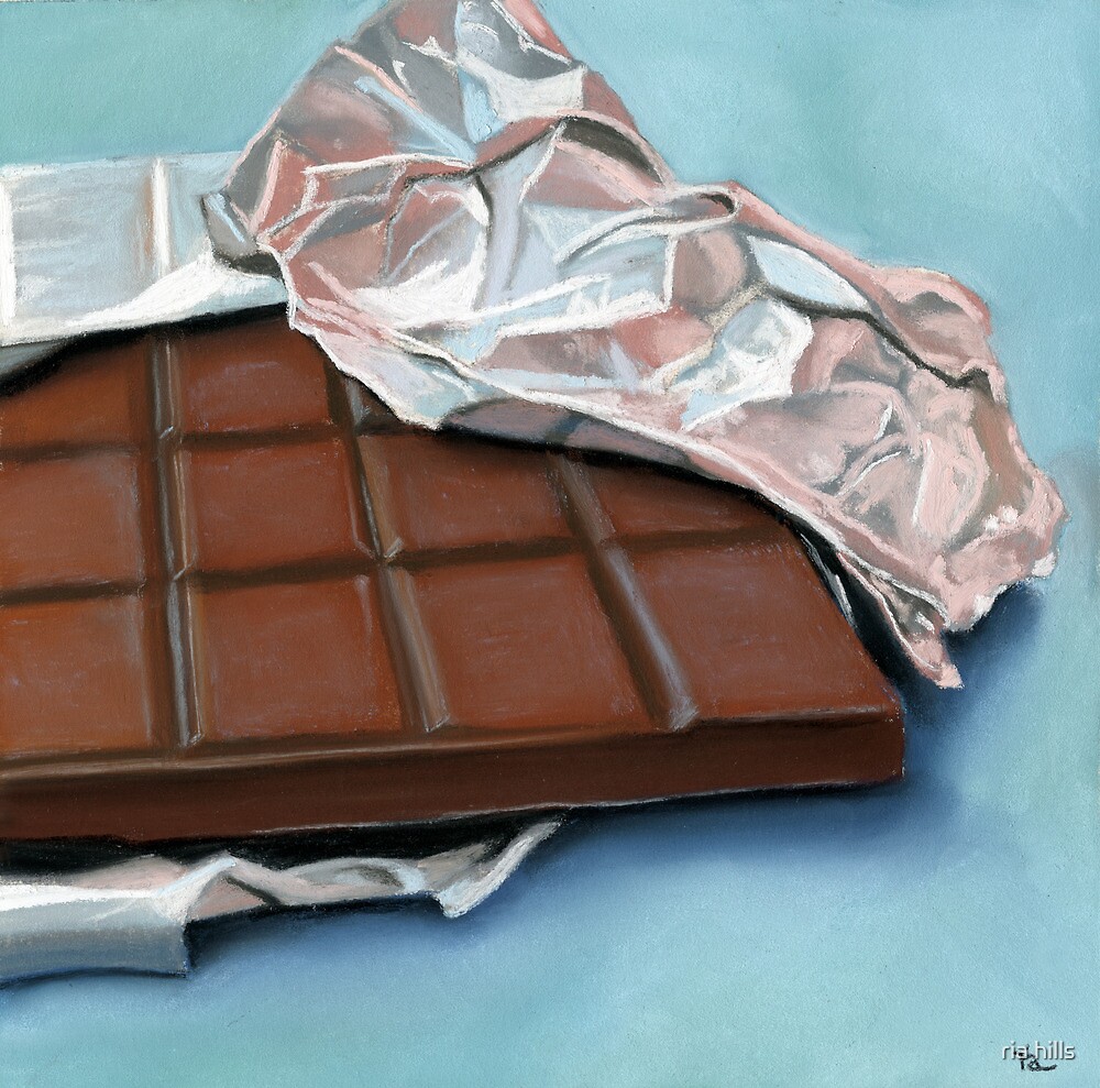 realistic chocolate bar painting by ria hills