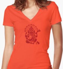 Ganesh plugged in Women's Fitted V-Neck T-Shirt