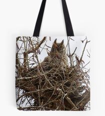 Great Horned Owl Mom and fledgling Tote Bag