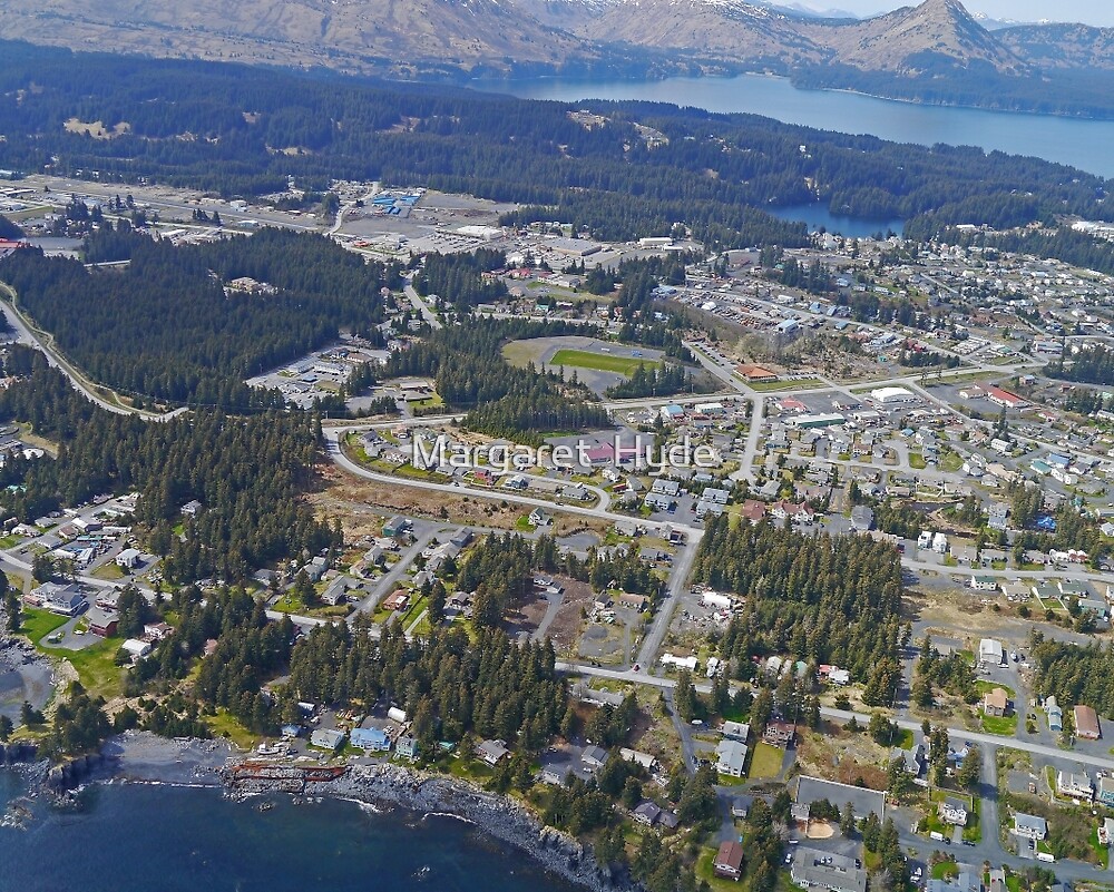 "Aerial of Kodiak township, Kodiak Island, Alaska" by Margaret Hyde