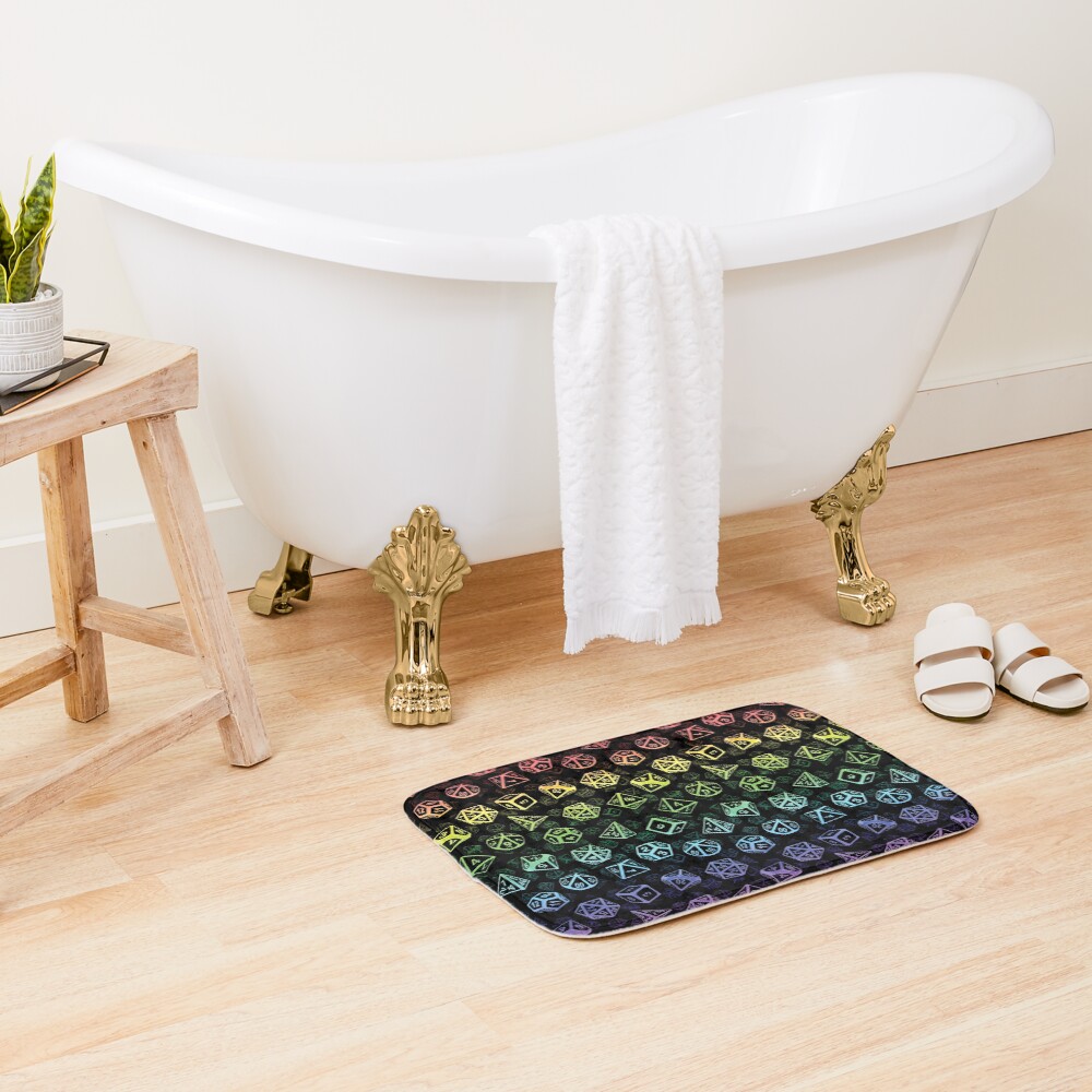D20 Dice Set Pattern (Rainbow) Bath Mat