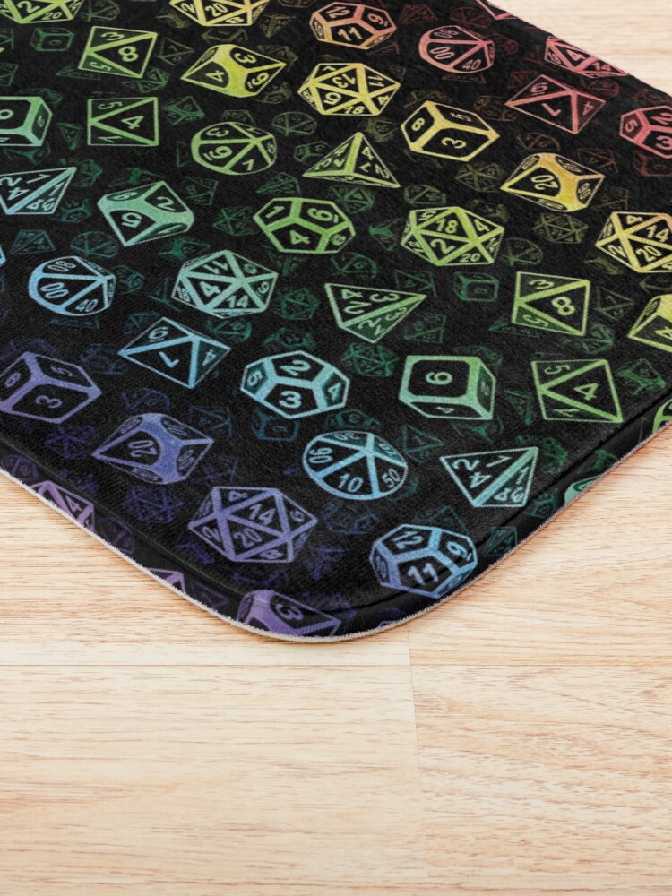 Alternate view of D20 Dice Set Pattern (Rainbow) Bath Mat