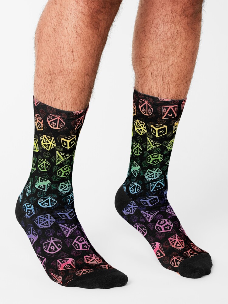 Alternate view of D20 Dice Set Pattern (Rainbow) Socks