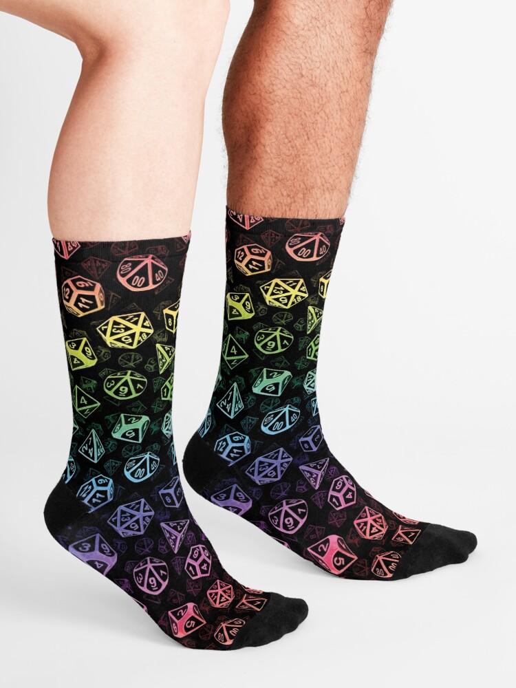 Alternate view of D20 Dice Set Pattern (Rainbow) Socks