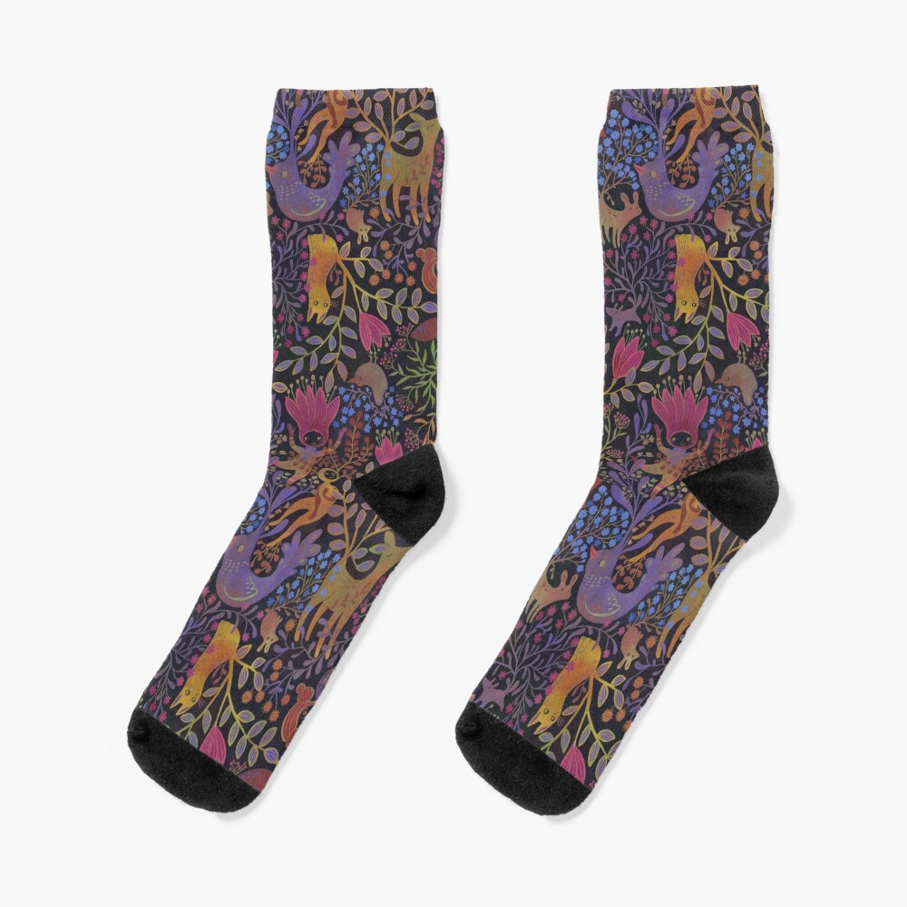 Jewel tone design in dark background Socks