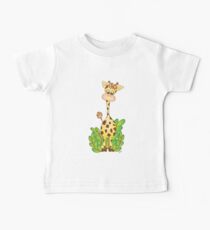 Adorable Giraffe with Leaves Baby Tee