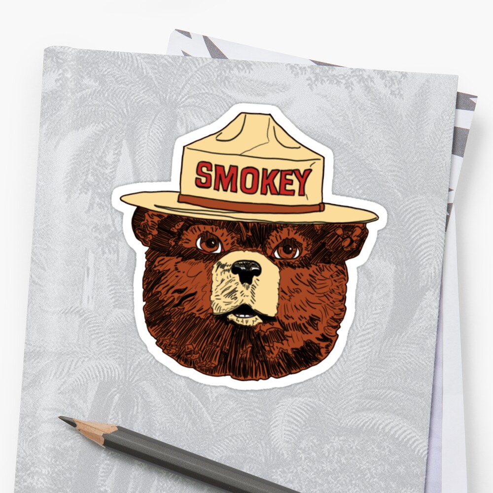 "Smokey the Bear Color" Sticker by JLArtandDesign | Redbubble
