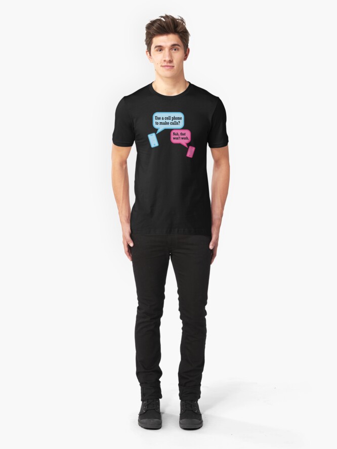 Alternate view of Teens and Phones. Humor for Gen Y and Gen Z. Slim Fit T-Shirt