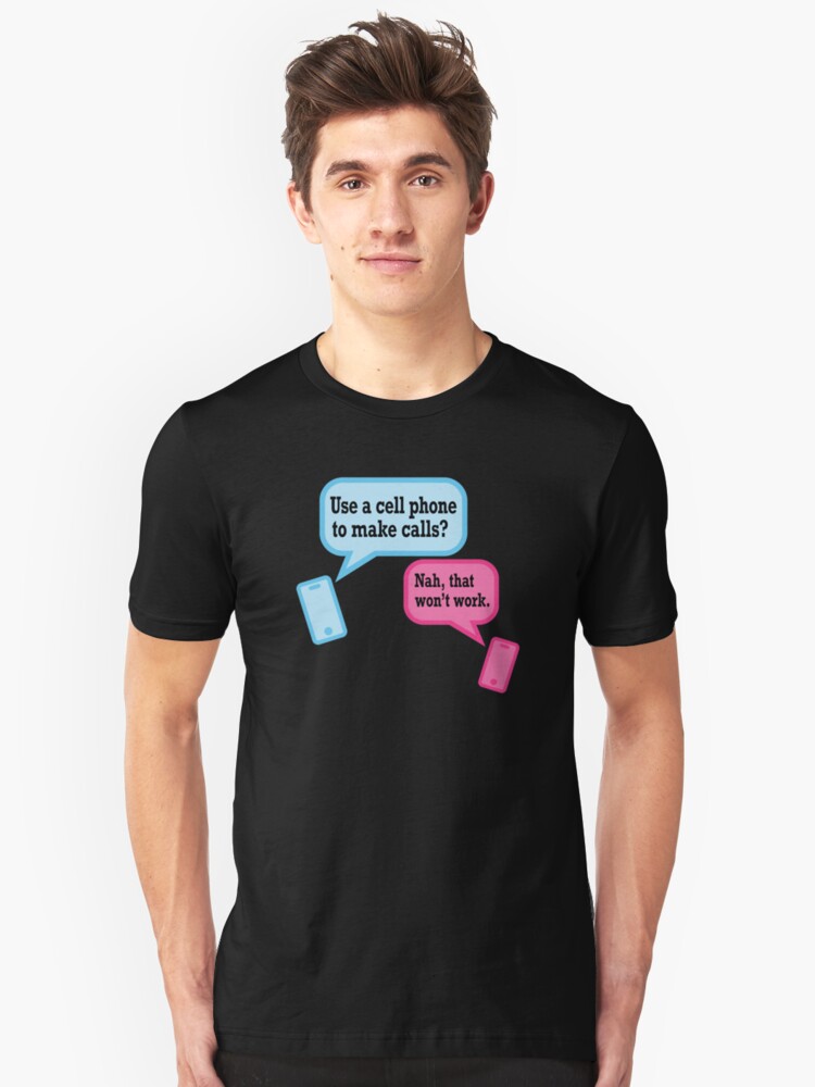 Alternate view of Teens and Phones. Humor for Gen Y and Gen Z. Slim Fit T-Shirt