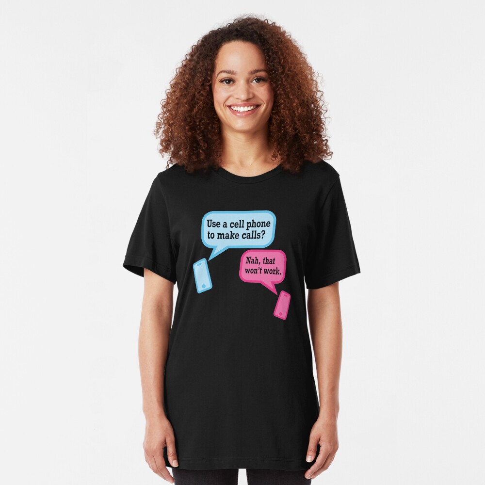 Teens and Phones. Humor for Gen Y and Gen Z. Slim Fit T-Shirt