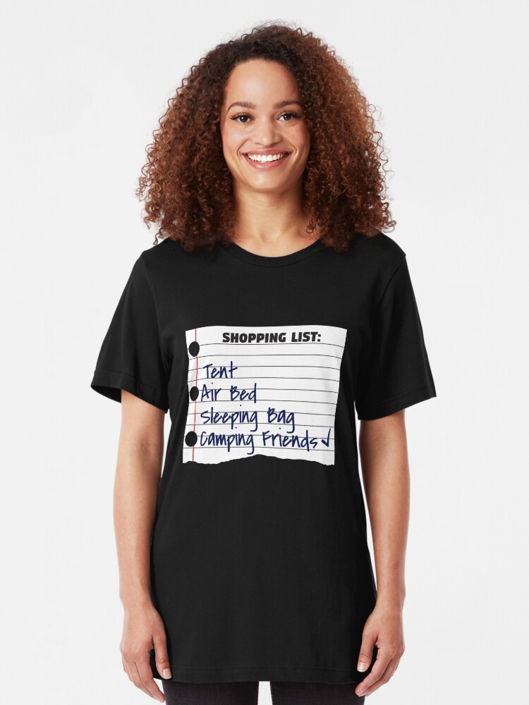Alternative Ansicht von Shopping List Tent Camping Friends - Funny Camping Slim Fit T-Shirt