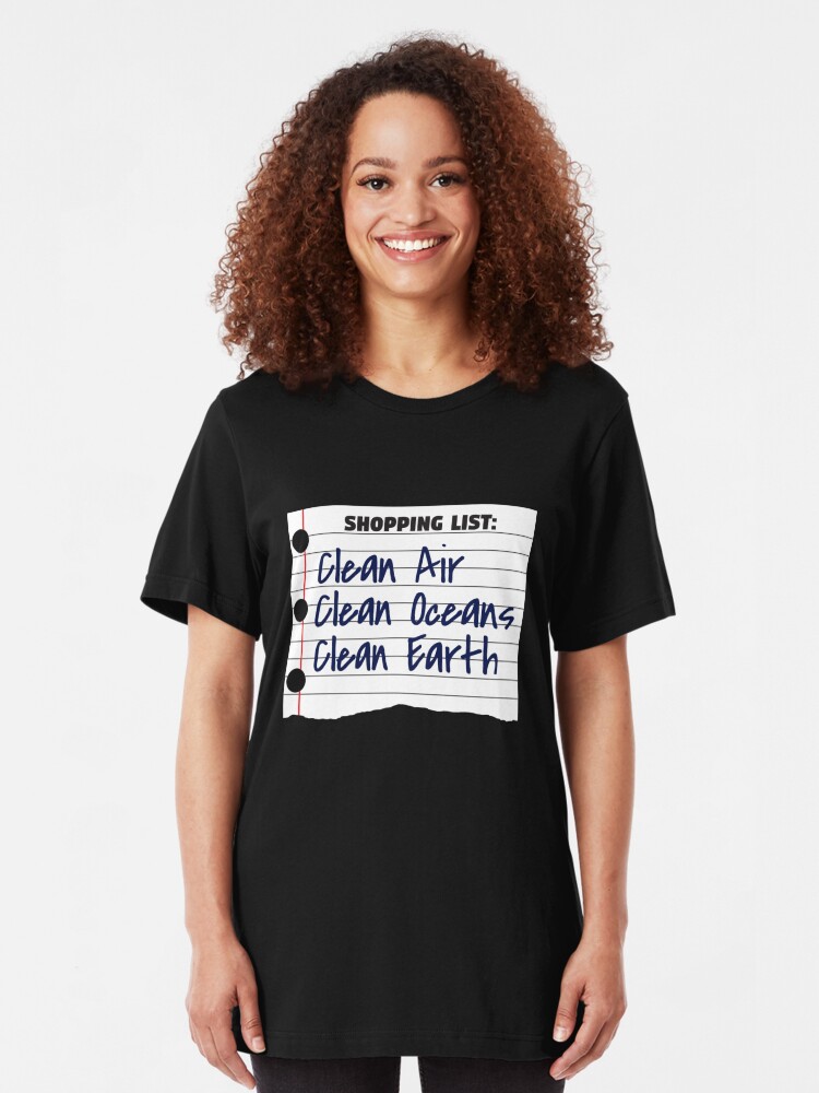 Alternative Ansicht von Shopping List Clean Oceans Clean Earth - Earthday Slim Fit T-Shirt