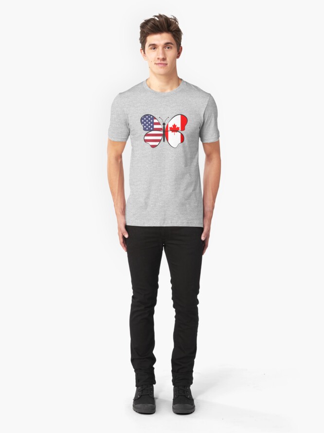Alternative Ansicht von USA Canada Butterfly - Dual Citizenship Slim Fit T-Shirt