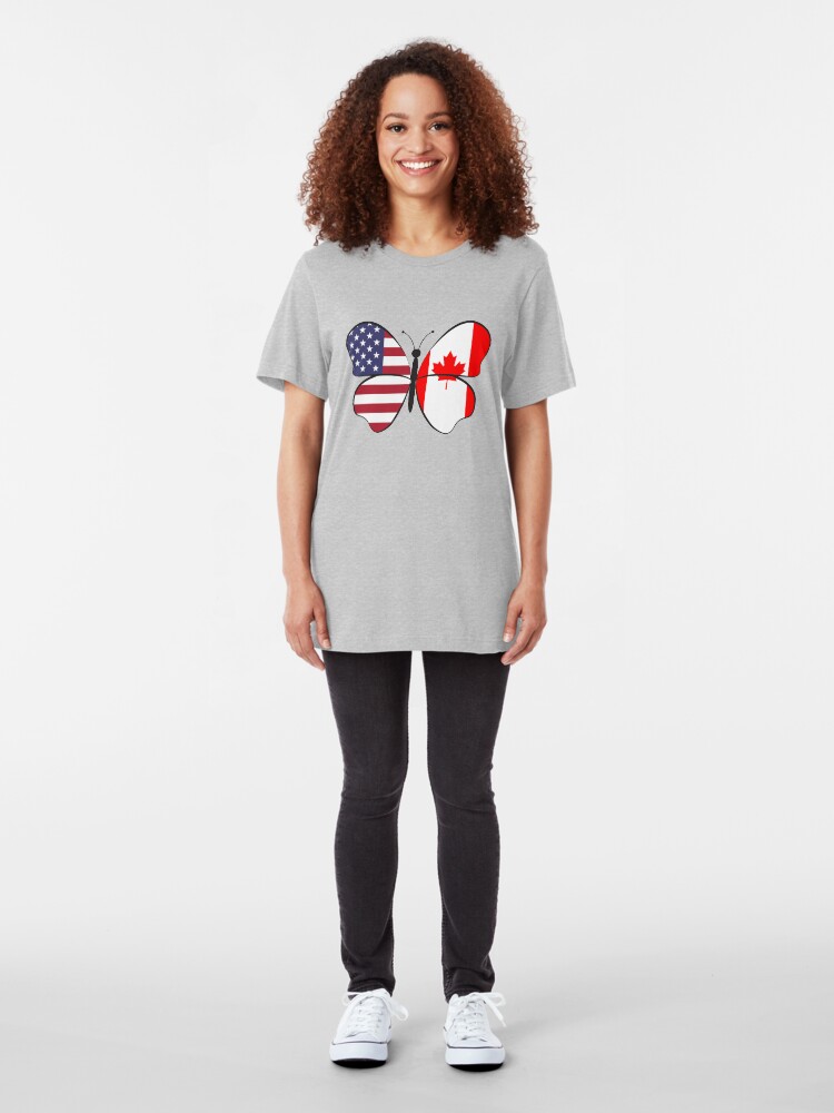 Alternative Ansicht von USA Canada Butterfly - Dual Citizenship Slim Fit T-Shirt