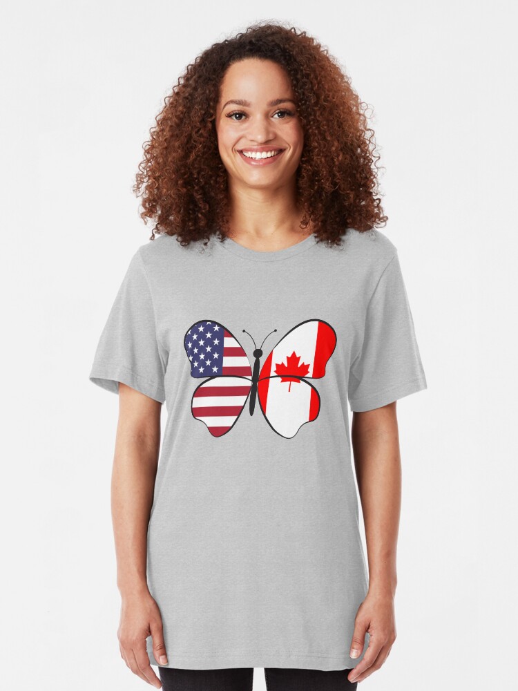 Alternative Ansicht von USA Canada Butterfly - Dual Citizenship Slim Fit T-Shirt