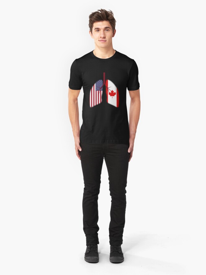 Alternative Ansicht von USA Canada Flag Lungs - Dual Citizenship Slim Fit T-Shirt