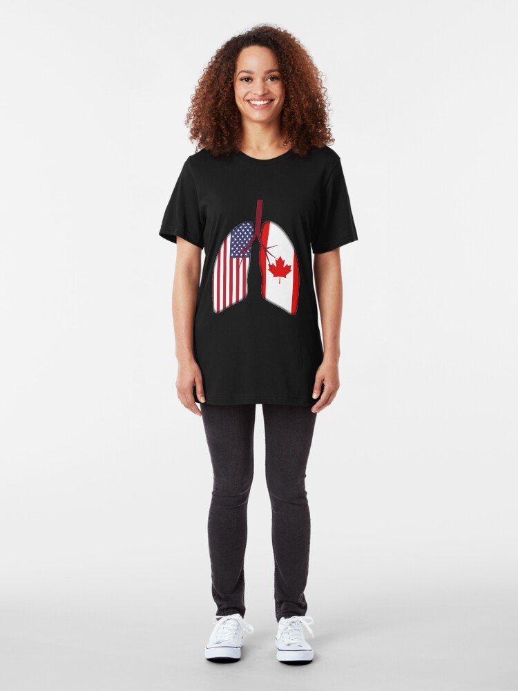 Alternative Ansicht von USA Canada Flag Lungs - Dual Citizenship Slim Fit T-Shirt