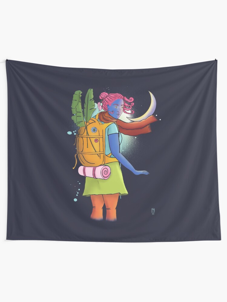 Alternate view of Don't come any closer - woman traveler illustration Tapestry