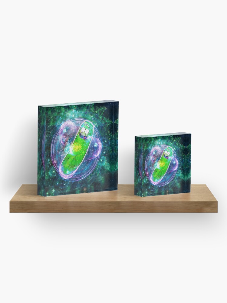 Alternate view of Pickle Rick in Space | Rick and Morty | Flower of Life Acrylic Block