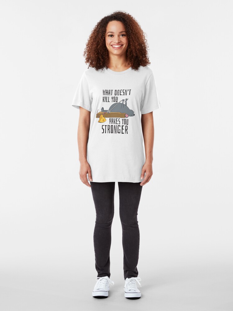 Alternative Ansicht von What Doesn't Kill You Makes You Stronger - Gym Rat Slim Fit T-Shirt