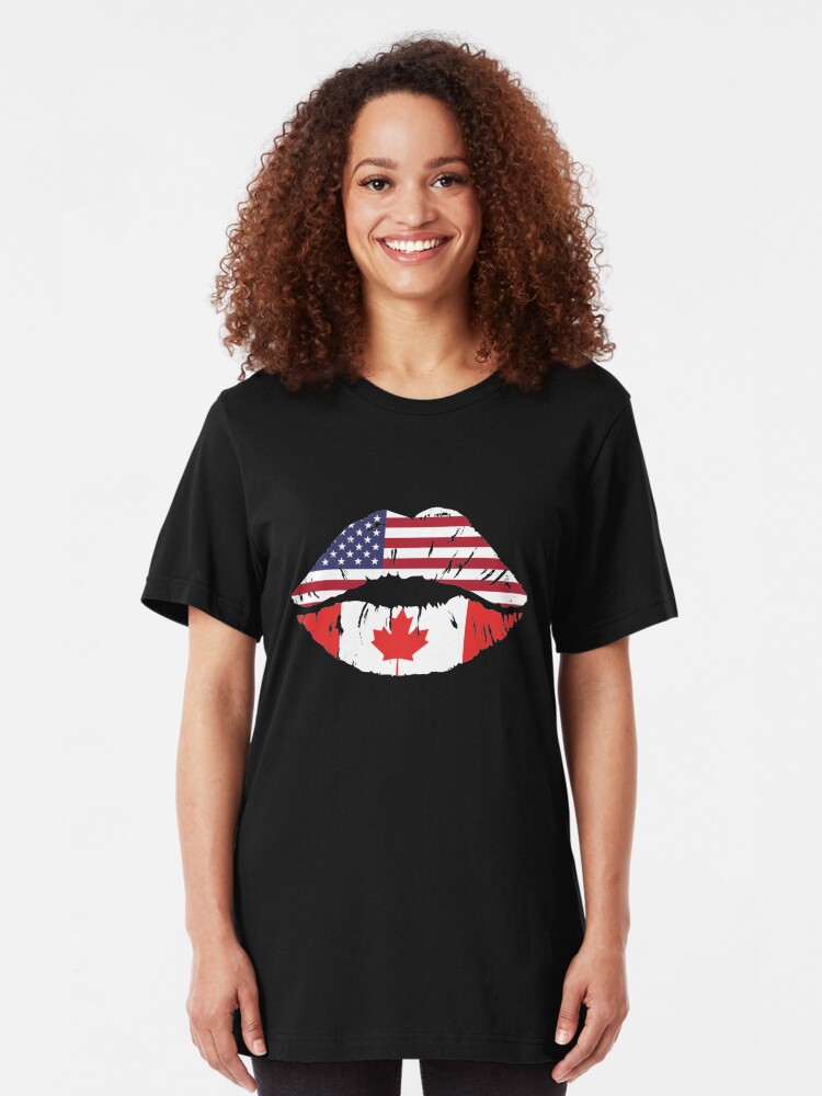Alternative Ansicht von USA Canada Kiss - Dual Citizenship Slim Fit T-Shirt
