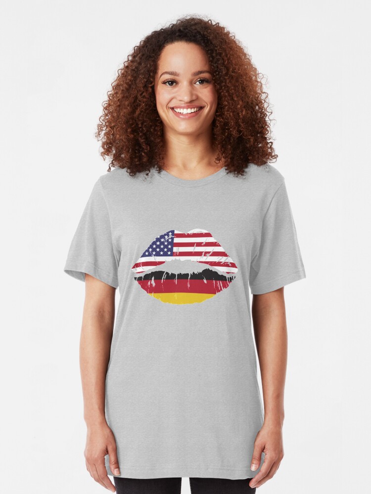 Alternative Ansicht von USA Germany Kiss - Dual Citizenship Slim Fit T-Shirt
