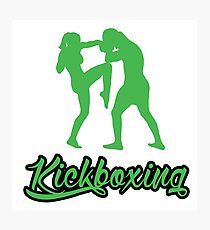 Kickboxing Female Knee Green Photographic Print