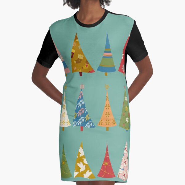 Christmas Trees Graphic T-Shirt Dress