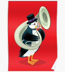 Puffin On A Tuba Poster