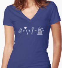 Shaker + Plunger + Whisk = EXTERMINATE! Women's Fitted V-Neck T-Shirt