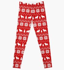 French Bulldog Silhouettes Christmas Holiday Pattern Leggings