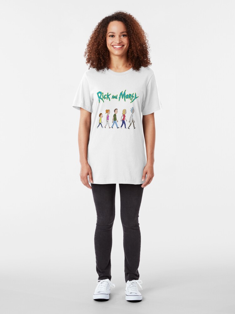Alternate view of Rick and Morty -Family Together Walking Slim Fit T-Shirt