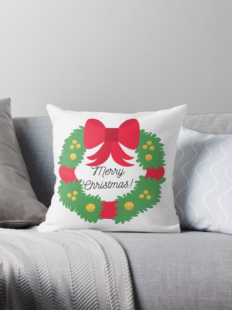 Christmas Holiday Wreath Throw Pillow Decoration For Sofa Couch