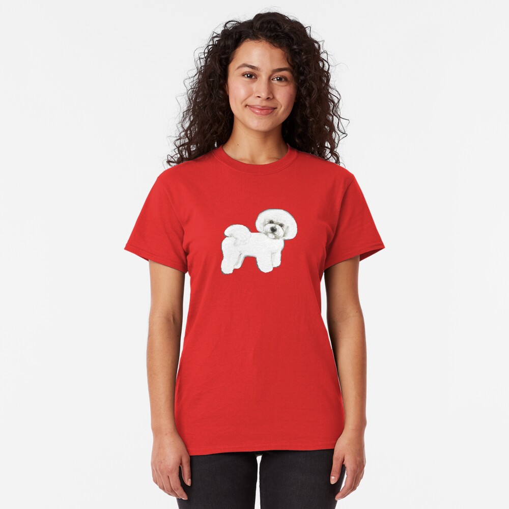 Bichon Frise dogs on coral pink / valentines gift for dog lovers, Bichon Mom gift, Classic T-Shirt