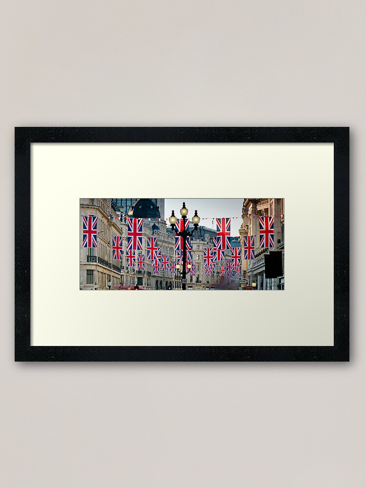 Alternate view of UK. London. Regent Street. Union Jack decorations for Royal Wedding. Framed Art Print