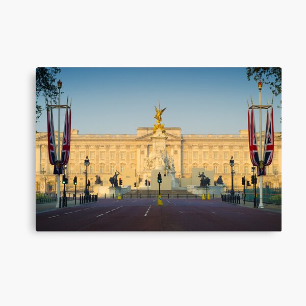 UK. London. Buckingham Palace. Union Jack decorations for Royal Wedding. Canvas Print