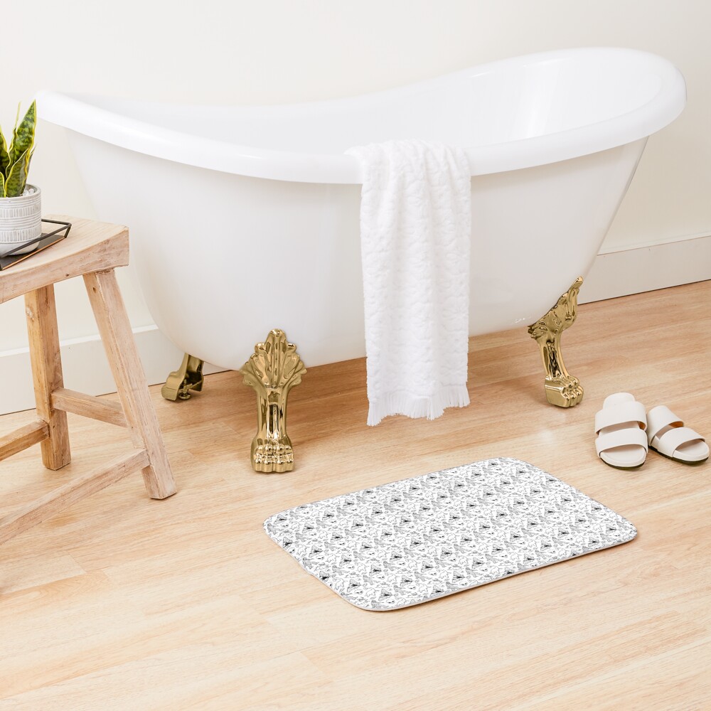 Cryptid Pattern (White Background) Bath Mat