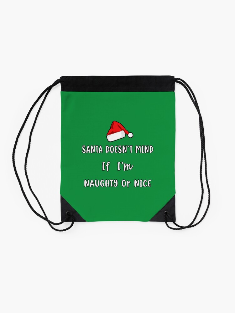 Alternate view of Santa Doesn't Mind Christmas Pajama Clothing Co. Drawstring Bag