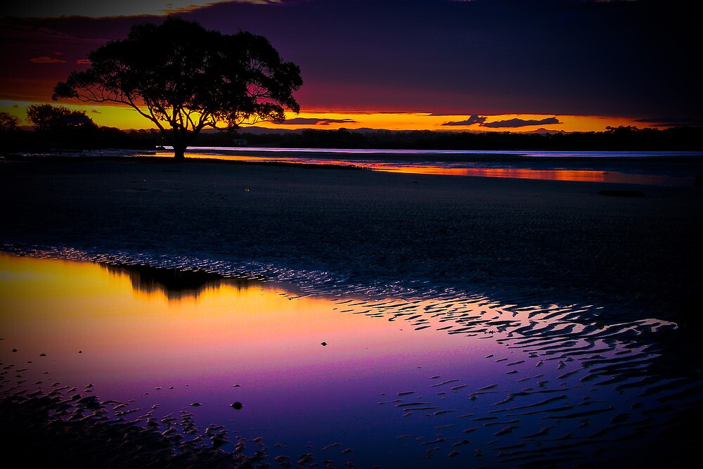 "Purple Beach Sunset; Brighton" by John Kennedy | Redbubble
