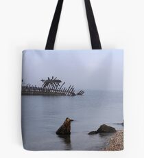 Shipwreck and fog Tote Bag