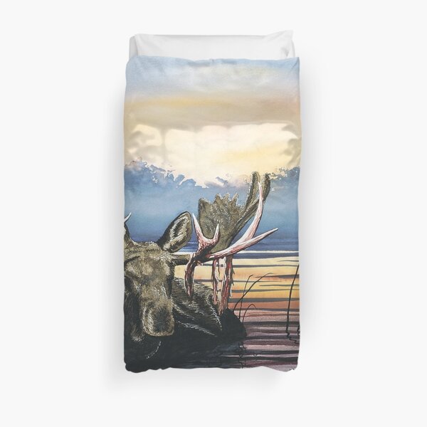 Lake Snoozin' Moose Duvet Cover