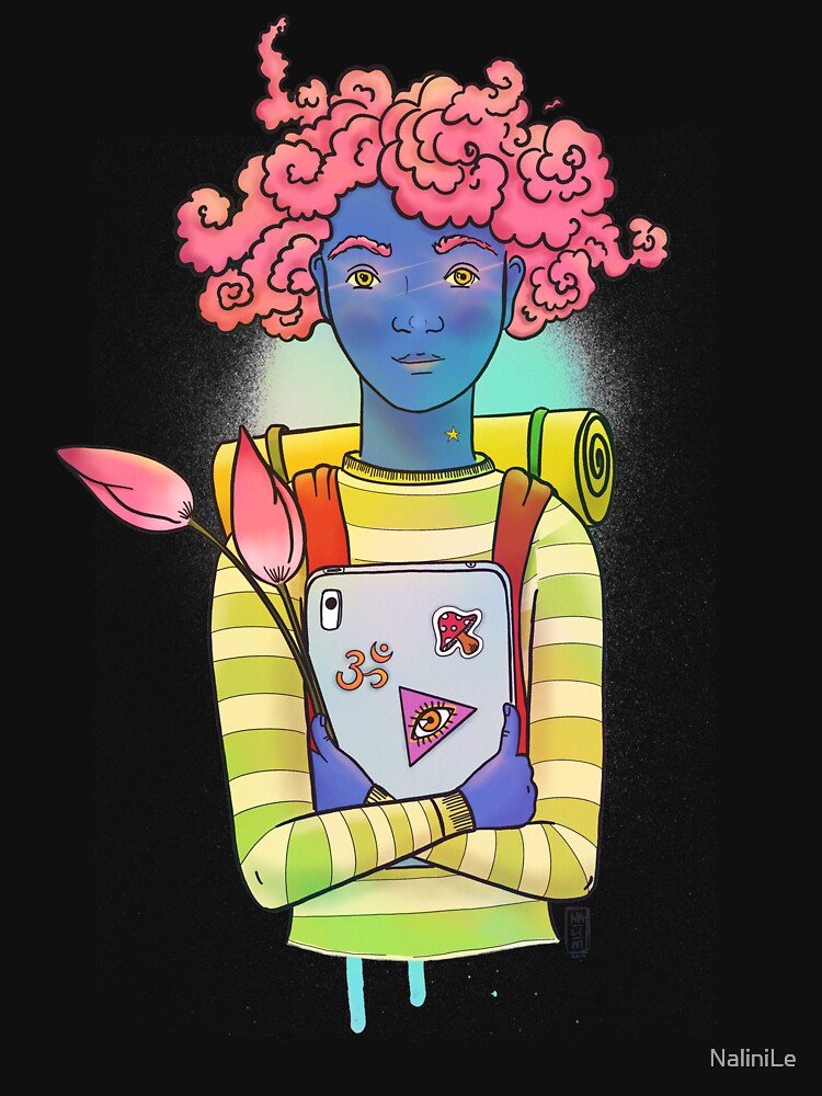 Pink curls colorful, happy illustration by NaliniLe